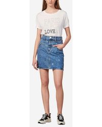 Sandro Jupe courte denim clous - Bleu