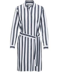 Seidensticker Blouse droite rayures col classique - Bleu