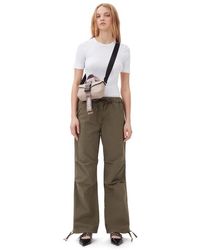 Ganni - Green Washed Cotton Canvas Drawstring Trousers - Lyst