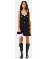 Ganni - Robe Black Bonded Crepe Mini Taille 44 Polyestere Recyclé - Lyst