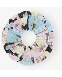 Ganni - Floral Printed Cotton Scrunchie - Lyst