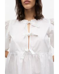 Ganni - Cotton Poplin Tie String Mini Dress - Lyst