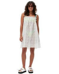 Ganni - Broderie Anglaise Strap Dress - Lyst