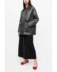 Ganni - Shiny Quilt Midi Jacket Nylon - Lyst