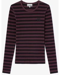 Ganni - Stripe Rib Long-Sleeve - Lyst