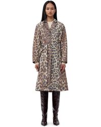 Ganni - Leopard Print Single-Breasted Coat - Lyst