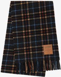 Ganni - Check Wool Scarf - Lyst