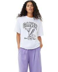 Ganni - Future White Relaxed Cocktail T-shirt - Lyst
