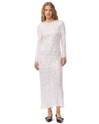 Ganni - Mauve Chalk 3d Sequins Maxi Dress Size 6 Elastane/polyester - Lyst