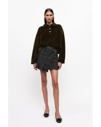 Ganni - Fluffy Denim Wrap Mini Skirt - Lyst