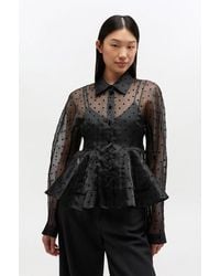Ganni - Organza Peplum Shirt - Lyst