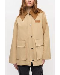 Ganni - Camel Twill Midi Jacket - Lyst
