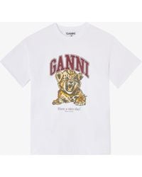 Ganni - Beaded Tiger T-Shirt - Lyst