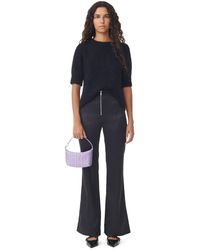 Ganni - Double Satin Flared Trousers - Lyst