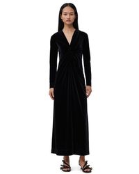 Ganni - Velvet Jersey Twist Long Dress - Lyst
