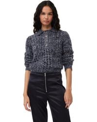 Ganni - Grey Mohair Lace Polo Sweater - Lyst