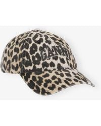 Ganni - Leopard Canvas Cap Organic Cotton - Lyst