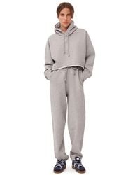 Ganni - Grauer Isoli-Oversized-Hoodie Im Cropped-Stil - Lyst
