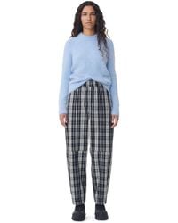 Ganni - Checkered Cotton Elasticated Curve Trousers - Lyst