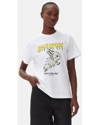 Ganni - Relaxed Bunny T-Shirt - Lyst