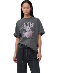 Ganni - T-shirt Future Grey Relaxed Lamb - Lyst