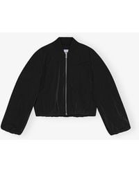 Ganni Light Twill Oversized Short Bomber Jacket | Lyst