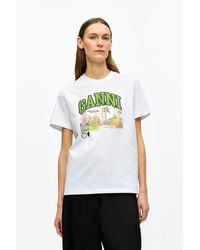 Ganni - Weißes, lockeres Basic-T-Shirt Poppy - Lyst