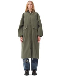 Ganni - Green Tech Seersucker Oversized Shell Coat - Lyst