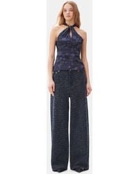 Ganni - Dark Blue Fluffy Wide Jeans - Lyst