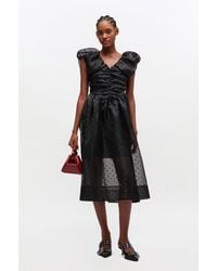Ganni - Organza Ruched Dress - Lyst