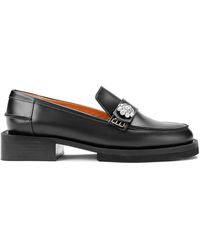 Ganni - Jewel-embellished Leather Loafers - Lyst