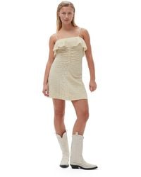 Ganni - Sleeveless/straps Stretch Seersucker Strap Mini Dress - Lyst