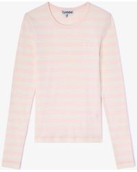 Ganni - Stripe Rib Long-Sleeve - Lyst