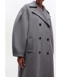 Ganni - Wool Oversized Long Peacoat - Lyst