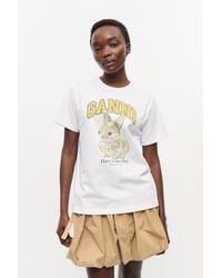Ganni - Relaxed Jersey Bunny T-Shirt - Lyst