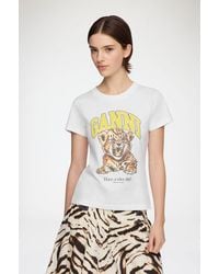 Ganni - Baby Fit T-Shirt With Tiger - Lyst