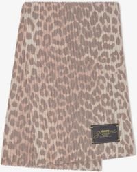 Ganni - Leopard Wool Knit Scarf - Lyst