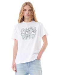 Ganni - Basic Jersey Love Cats Relaxed T-shirt - Lyst