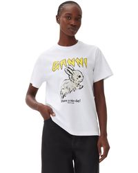 Ganni - Relaxed Bunny T-Shirt - Lyst