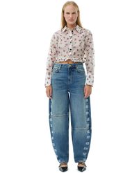 Ganni - Jeans Sparkle Logo Stary - Lyst