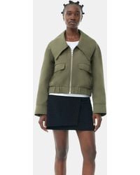 Ganni - Heavy Twill Wide Collar Short Jacket - Lyst