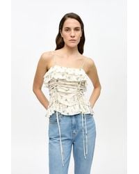 Ganni - Haut À Enfiler En Satin À Imprimé En Taille Élasthanne/Viscose - Lyst