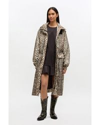 Ganni - Leopard Nylon Parka Coat - Lyst