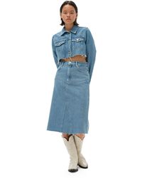 Ganni - Heavy Denim Midi Skirt - Lyst