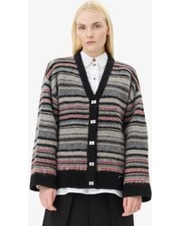 Ganni - Stripe Boxy Cardigan Alpaca/Elastane/Merino Wool - Lyst