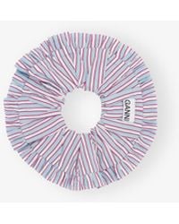 Ganni - Striped Frill Scrunchie - Lyst