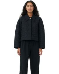 Ganni - Black Short Quilt Jacket - Lyst