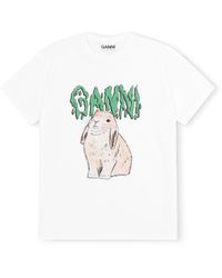 Ganni Basic Cotton Jersey T-shirt, Bunny - White