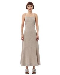 Ganni - Grey Light Melange Suiting Long Dress - Lyst