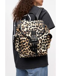 Ganni - Leopard Small Nylon Bucky Backpack - Lyst